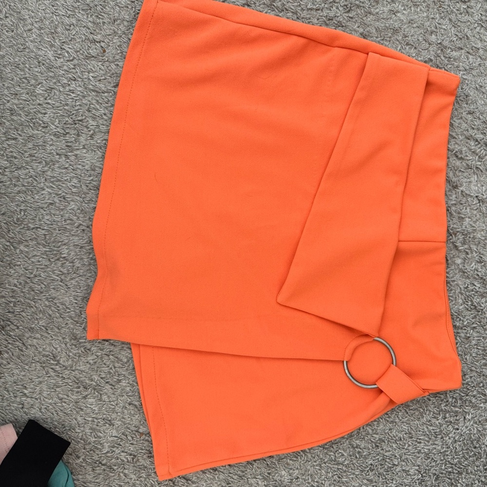 Versona Orange Mini Skirt with Ring Accent